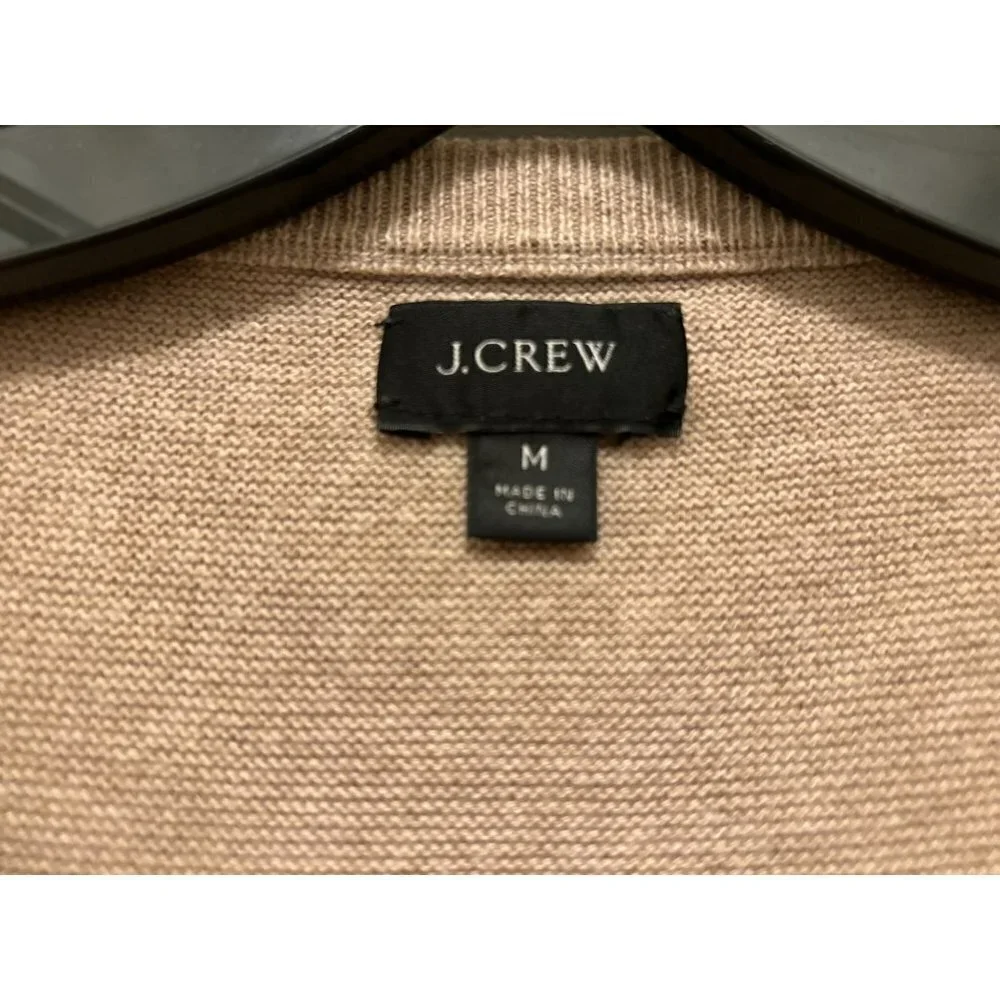 Men's Med J.Crew Crewneck Sweater Textured Cotton Tan Beige   B19